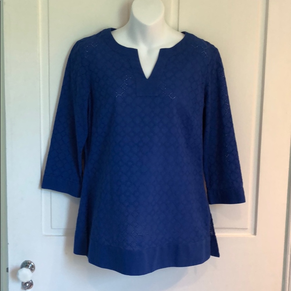 Brooks Brothers Cool Eyelet Tunic Cotton Blue Violet M